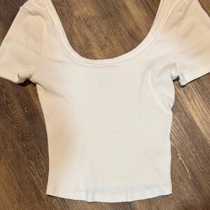 Universal Thread Cream Ribbed Crop Top